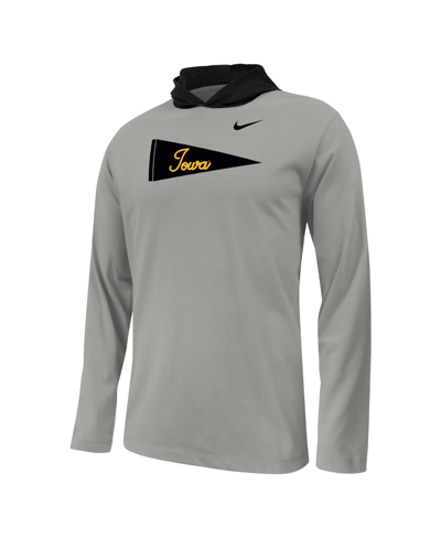 Shop Nike Big Boys  Gray Iowa Hawkeyes Sideline Performance Long Sleeve Hoodie T-shirt