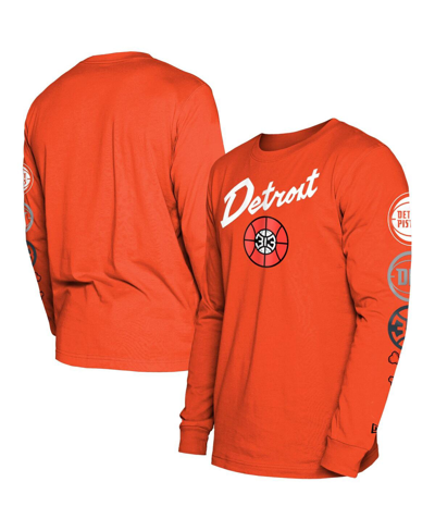 Shop New Era Men's  Orange Detroit Pistons 2023/24 City Edition Long Sleeve T-shirt