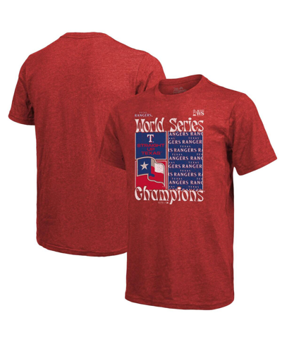 Majestic Threads  Red Texas Rangers 2023 World Series Champions Square Logo T-shirt In Red