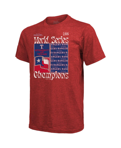 Majestic Threads  Red Texas Rangers 2023 World Series Champions Square Logo T-shirt In Red