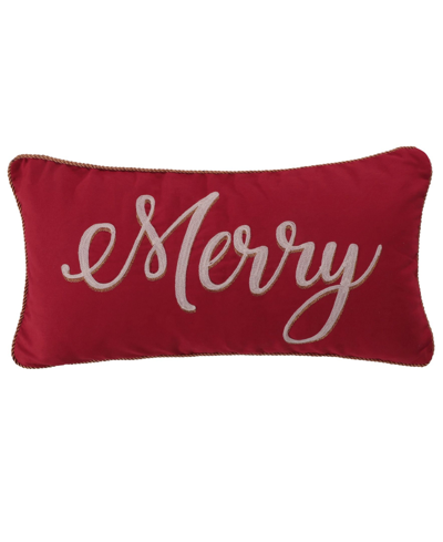 Levtex Yuletide Merry & Christmas Decorative Pillow, 12" X 24" In Merry