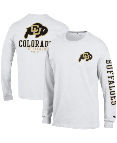 Shop Champion Men's  White Colorado Buffaloes Team Stack 3-hit Long Sleeve T-shirt