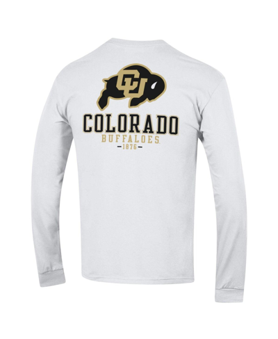 Shop Champion Men's  White Colorado Buffaloes Team Stack 3-hit Long Sleeve T-shirt