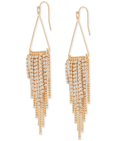 Shop Lucky Brand Gold-tone Crystal & Chain Triangle Fringe Statement Earrings