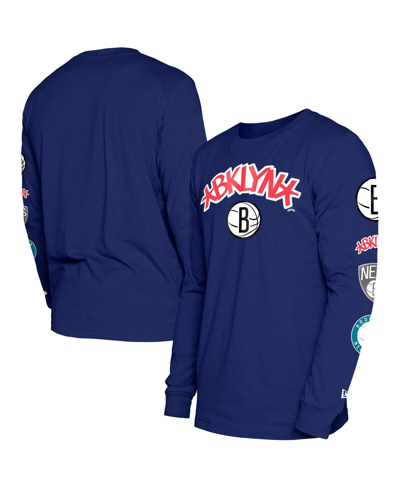 Shop New Era Men's  Blue Brooklyn Nets 2023/24 City Edition Long Sleeve T-shirt