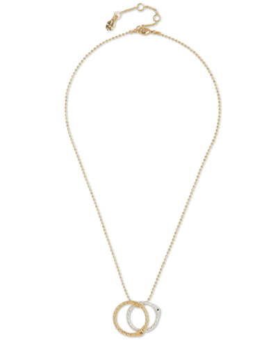 Shop Lucky Brand Two-tone Jet Pave Continuous Snake Pendant Necklace, 17-3/4" + 2" Extender In Ttone