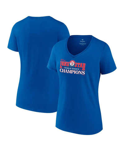 Shop Fanatics Women's  Royal Texas Rangers 2023 World Series Champions Hitting Streak V-neck T-shirt