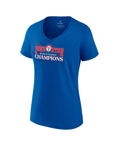 Shop Fanatics Women's  Royal Texas Rangers 2023 World Series Champions Hitting Streak V-neck T-shirt