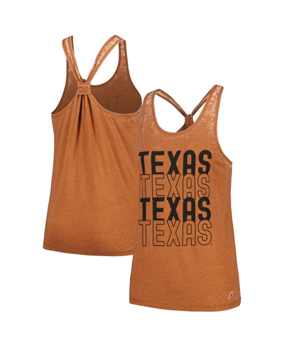 Shop League Collegiate Wear Women's  Texas Orange Texas Longhorns Stacked Name Racerback Tank Top