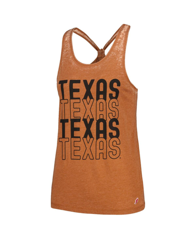 Shop League Collegiate Wear Women's  Texas Orange Texas Longhorns Stacked Name Racerback Tank Top