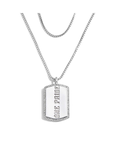 Shop Wear By Erin Andrews Women's  X Baublebar Detroit Lions Silver-tone Dog Tag Necklace