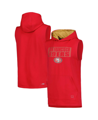Shop Msx By Michael Strahan Men's  Scarlet San Francisco 49ers Marathon Sleeveless Pullover Hoodie