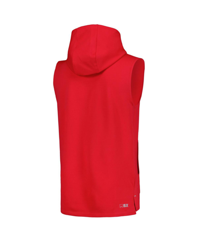 Shop Msx By Michael Strahan Men's  Scarlet San Francisco 49ers Marathon Sleeveless Pullover Hoodie