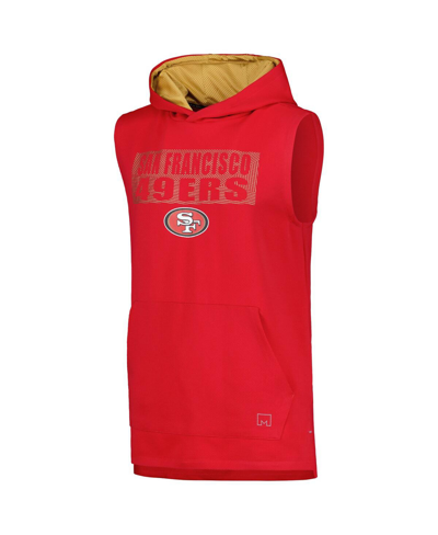 Shop Msx By Michael Strahan Men's  Scarlet San Francisco 49ers Marathon Sleeveless Pullover Hoodie