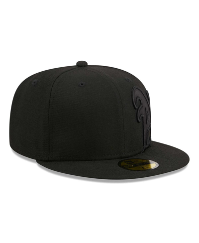 Shop New Era Men's  Black Oakland Athletics Satin Peek 59fifty Fitted Hat