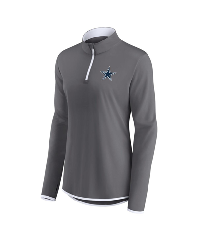 Fanatics Branded Gray Dallas Cowboys Corner Long Sleeve 1/4 Zip Top In Gray