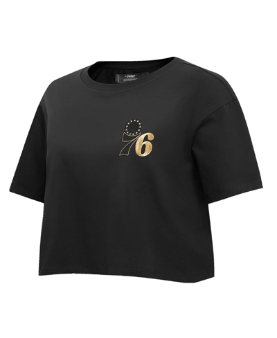 Shop Pro Standard Women's  Black Philadelphia 76ers Holiday Glam Boxy T-shirt