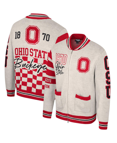 Shop The Wild Collective Men's And Women's  Cream Ohio State Buckeyes Jacquard Full-zip Sweater