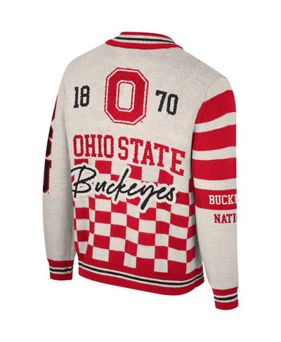The Wild Collective Unisex  Cream Ohio State Buckeyes Jacquard Full-zip Sweater In Cream