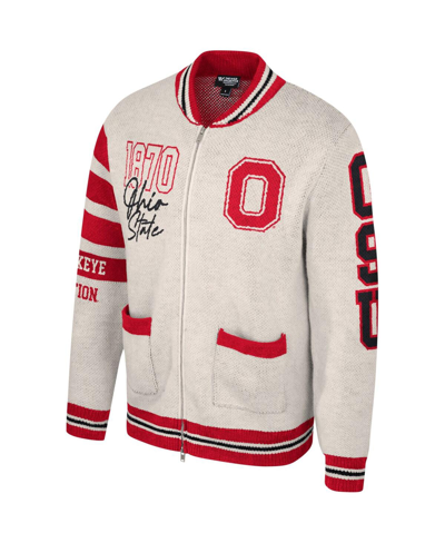 The Wild Collective Unisex  Cream Ohio State Buckeyes Jacquard Full-zip Sweater In Cream