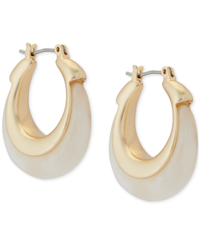 Shop Lucky Brand Gold-tone Small Carved Stone Hoop Earrings