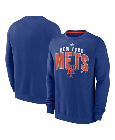 Nike Men's  Royal Distressed New York Mets Cooperstown Collection Team Shout Out Pullover Sweatshirt In Royal