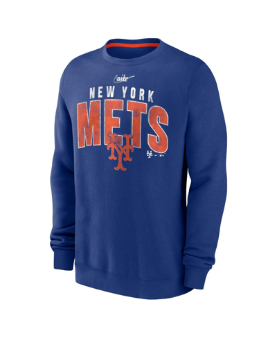 Nike Men's  Royal Distressed New York Mets Cooperstown Collection Team Shout Out Pullover Sweatshirt In Royal
