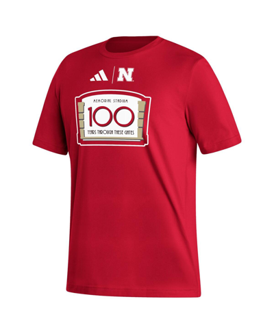 Shop Adidas Originals Men's Adidas Scarlet Nebraska Huskers Memorial Stadium 100th Anniversary Sideline Strategy Fresh T-s