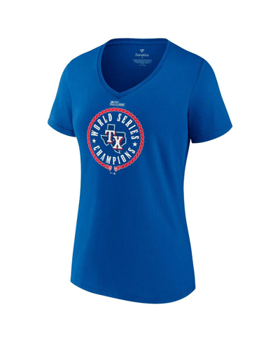 Fanatics Branded Royal Texas Rangers 2023 World Series Champions Stealing Home V-neck T-shirt In Royal