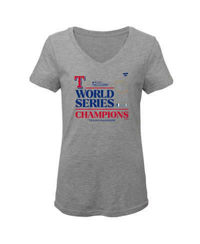 Shop Fanatics Big Girls  Heather Gray Texas Rangers 2023 World Series Champions Locker Room T-shirt