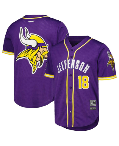 Shop Pro Standard Men's  Justin Jefferson Purple Minnesota Vikings Mesh Baseball Button-up T-shirt