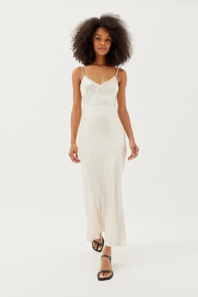 Shop Motel Padil Satin Midi Dress In Ivory, Women's At Urban Outfitters