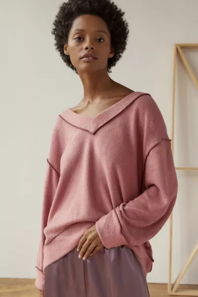 Shop Out From Under Cody V-neck Sweatshirt In Pink, Women's At Urban Outfitters