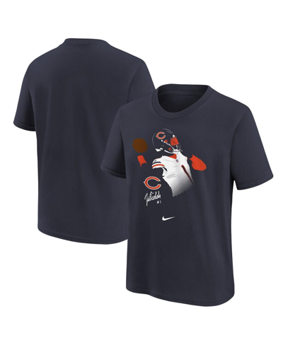 Shop Nike Big Boys  Justin Fields Navy Chicago Bears Local Player Name And Number T-shirt