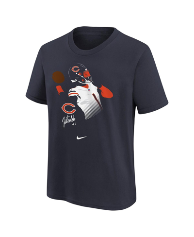 Nike Big Boys  Justin Fields Navy Chicago Bears Local Player Name And Number T-shirt In Navy