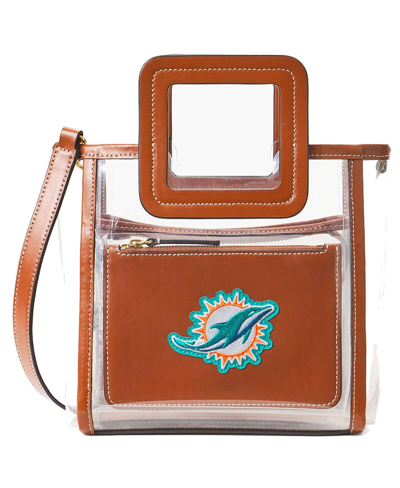 Shop Staud Women's  Miami Dolphins Clear Mini Shirley Bag In Brown