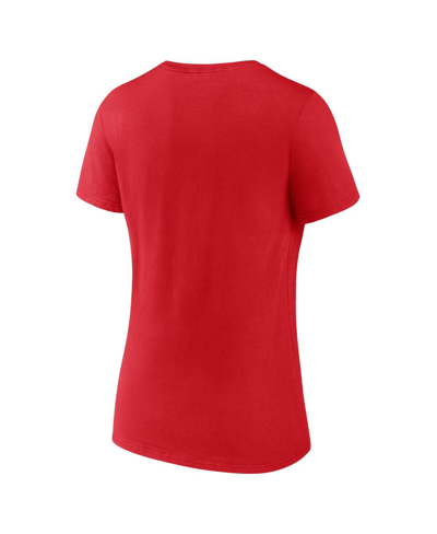 Shop Fanatics Women's  Red Los Angeles Angels Core Official Logo V-neck T-shirt