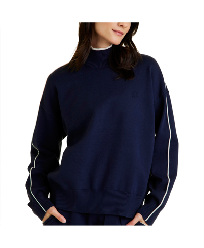 Shop Alala Adult Women Framed Knit Mock Neck In Navy