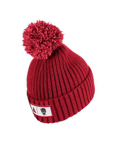 Shop Adidas Originals Men's Adidas Red Nc State Wolfpack Modern Ribbed Cuffed Knit Hat With Pom