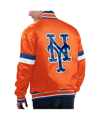 Starter Orange New York Mets Home Game Satin Full-snap Varsity Jacket In Orange