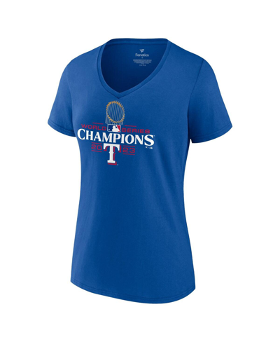 Fanatics Branded Royal Texas Rangers 2023 World Series Champions Plus Size Trophy Logo V-neck T-shir In Royal