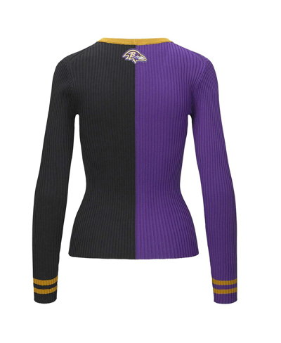 Shop Staud Women's  Purple, Black Baltimore Ravens Cargo Sweater In Purple,black
