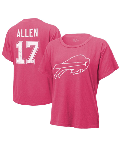 Majestic Women's  Threads Josh Allen Pink Distressed Buffalo Bills Name And Number T-shirt In Pink