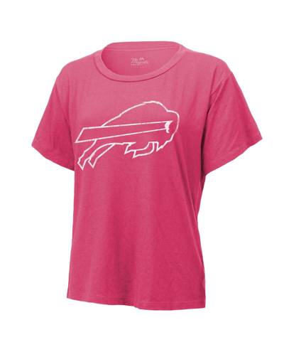 Shop Majestic Women's  Threads Josh Allen Pink Distressed Buffalo Bills Name And Number T-shirt