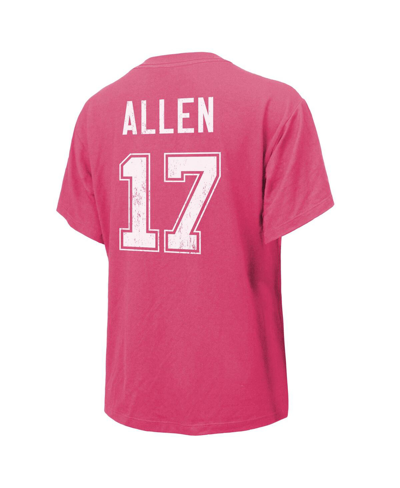 Shop Majestic Women's  Threads Josh Allen Pink Distressed Buffalo Bills Name And Number T-shirt