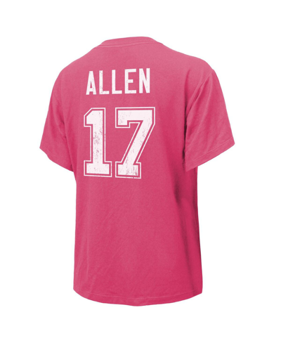 Majestic Women's  Threads Josh Allen Pink Distressed Buffalo Bills Name And Number T-shirt In Pink