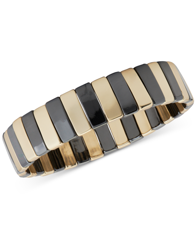 Shop Lucky Brand Two-tone Contrasting Bar Stretch Bracelet In Ttone