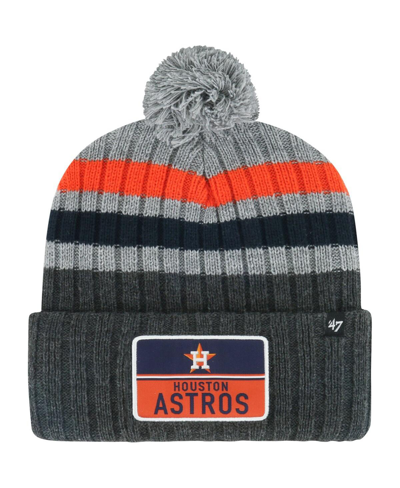 Shop 47 Brand Men's ' Gray Houston Astros Stack Cuffed Knit Hat With Pom