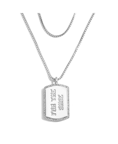 Shop Wear By Erin Andrews Women's  X Baublebar Indianapolis Colts Silver-tone Dog Tag Necklace
