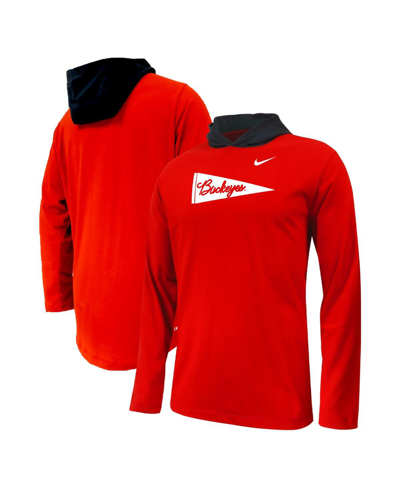 Shop Nike Big Boys  Scarlet Ohio State Buckeyes Sideline Performance Long Sleeve Hoodie T-shirt